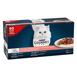 Purina Gourmet Perle 60 x 85 g - Multipack - Filetes Delicados (frango, vaca, salmão e coelho)