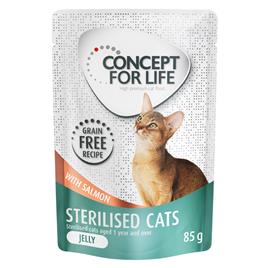 Concept for Life Sterilised Cats sem cereais com salmão em gelatina - 12 x 85 g