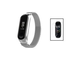 Kit GIFT4ME Bracelete Milanese com Fecho Magnético + Pelicula de Hydrogel para Xiaomi Mi Band 7 Cinza / Transparente