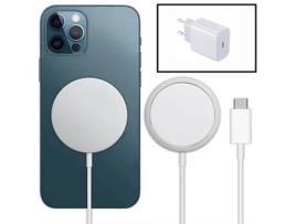 Kit Carregador GIFT4ME  Sem Fios Carga Rápida + Base de Carregador GIFT4ME  Type C Fastcharge 20W para Apple Iphone 14 Branco