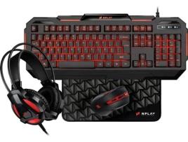 Bundle Gaming NPLAY Dominate 5.0 USB (Teclado + Auscultadores + Rato + Tapete Gaming)