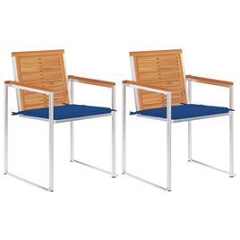 vidaXL Cadeiras de jardim com almofadões 2 pcs acácia maciça e aço