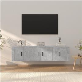 vidaXL Conjunto móveis de TV 3 pcs madeira processada cinzento cimento
