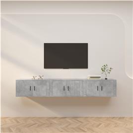 vidaXL Móveis de TV de parede 3 pcs 80x34,5x40 cm cinzento cimento