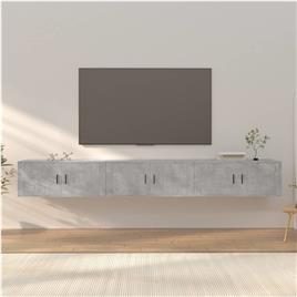 vidaXL Móveis de TV de parede 3 pcs 100x34,5x40 cm cinzento cimento