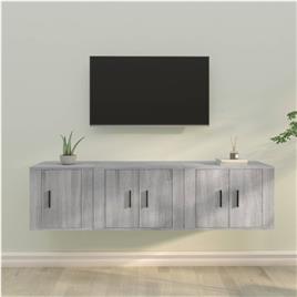 vidaXL Conjunto móveis de TV 3 pcs madeira processada sonoma cinza