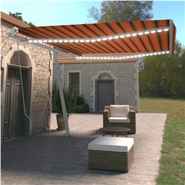 vidaXL Toldo retrátil manual com LED 450x350 cm laranja e castanho