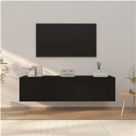 vidaXL Conjunto móveis de TV 3 pcs madeira processada preto