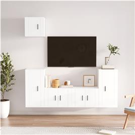 vidaXL Conjunto móveis de TV 5 pcs madeira processada branco