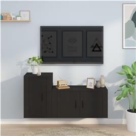 vidaXL 2 pcs conjunto móveis de TV derivados de madeira preto