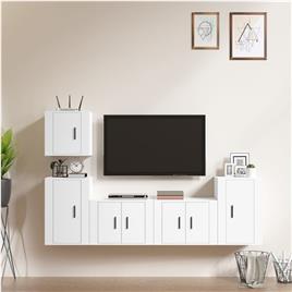 vidaXL Conjunto móveis de TV 5 pcs madeira processada branco