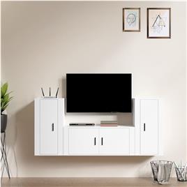 vidaXL Conjunto móveis de TV 3 pcs madeira processada branco