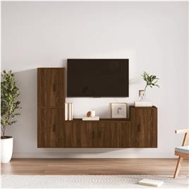 vidaXL Conjunto móveis de TV 4pcs madeira processada carvalho castanho