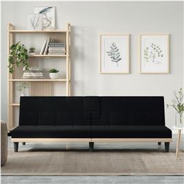 vidaXL Sofá-cama com suporte para copos tecido preto