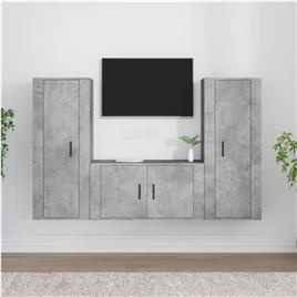 vidaXL Conjunto móveis de TV 3 pcs madeira processada cinzento cimento
