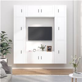 vidaXL Conjunto móveis de TV 8 pcs madeira processada branco