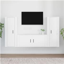 vidaXL Conjunto móveis de TV 3 pcs madeira processada branco
