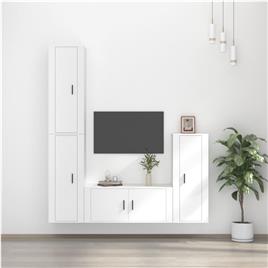 vidaXL Conjunto móveis de TV 4 pcs madeira processada branco