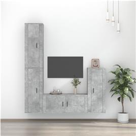 vidaXL Conjunto móveis de TV 4 pcs madeira processada cinzento cimento
