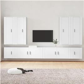 vidaXL Conjunto móveis de TV 8 pcs madeira processada branco