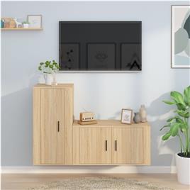 vidaXL 2pcs conjunto móveis de TV derivados de madeira carvalho sonoma
