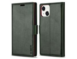 Capa PU + TPU N.BEKUS fecho magnético, à prova de choque com suporte verde para iPhone 13 6.1