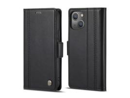 Capa PU + TPU LC.IMEEKE fecho magnético duplo, à prova de choque com suporte preto para iPhone 13 6.1