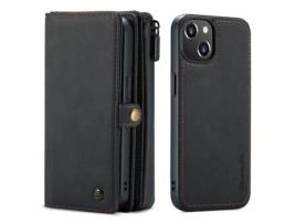Capa PU + TPU CASEME 2 em 1 superfície fosca multi-slot removível preta para iPhone 13 6.1
