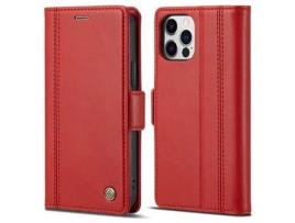 Capa PU + TPU LC.IMEEKE à prova de choque com suporte vermelho para iPhone 13 Pro Max 6.7