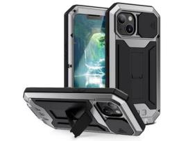 Capa TPU R-JUST capa de poeira com suporte prateado para iPhone 13 mini 5.4