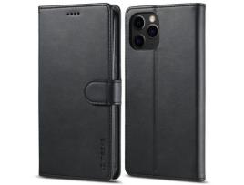 Capa PU + TPU LC.IMEEKE à prova de choque com suporte preto para iPhone 13 Pro Max 6.7
