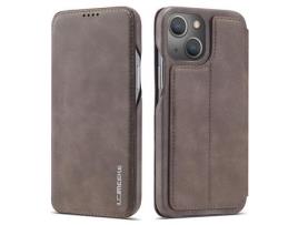 Capa PU LC.IMEEKE estilo retrô com porta-cartão de café para iPhone 13 mini 5.4