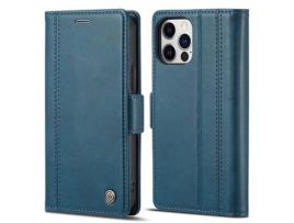 Capa PU + TPU LC.IMEEKE à prova de choque com suporte e suporte de cartão azul para iPhone 13 Pro 6.7