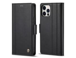 Capa PU + TPU LC.IMEEKE à prova de choque com suporte preto para iPhone 13 Pro Max 6.7