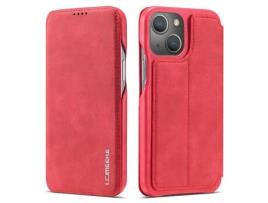 Capa PU LC.IMEEKE estilo retrô com porta-cartão vermelho para iPhone 13 mini 5.4