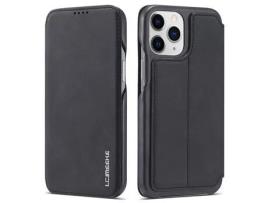 Capa PU LC.IMEEKE vintage com suporte e porta-cartões preto para iPhone 13 Pro 6.1