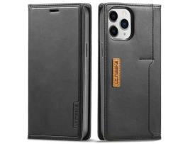 Capa PU + TPU LC.IMEEKE fivela magnética com porta-cartões preto para iPhone 13 Pro 6.1