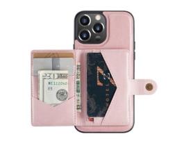 Capa TPU + PU JEEHOOD com suporte removível 2 em 1, ouro rosa magnético para iPhone 13 6.1