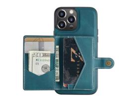 Capa TPU + PU JEEHOOD com suporte removível 2 em 1, verde magnético para iPhone 13 6.1