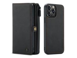 Capa PU + TPU CASEME superfície fosca removível 2 em 1 preto para iPhone 13 Pro Max 6.7