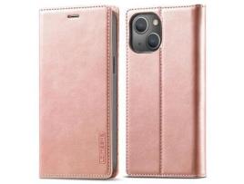 Capa PU + TPU LC.IMEEKE cor de ouro rosa para iPhone 13 6.1
