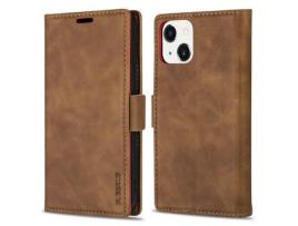 Capa PU + TPU N.BEKUS fecho magnético, à prova de choque com suporte marrom para iPhone 13 6.1
