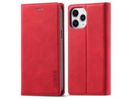 Capa PU + TPU LC.IMEEKE auto-absorvido com verso vermelho para iPhone 13 Pro Max 6.7