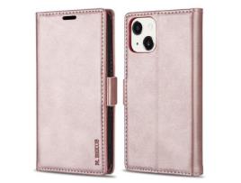 Capa PU + TPU N.BEKUS fecho magnético, à prova de choque com suporte em ouro rosa para iPhone 13 6.1