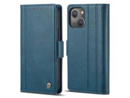 Capa PU + TPU LC.IMEEKE fecho magnético duplo, à prova de choque com suporte azul para iPhone 13 6.1