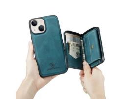 Capa TPU JEEHOOD magnético destacável 2 em 1, híbrido com zíper verde para iPhone 13 mini 5.4