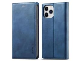 Capa PU + TPU LC.IMEEKE auto-absorvido com fundo azul para iPhone 13 Pro Max 6.7