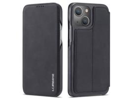 Capa PU LC.IMEEKE estilo retrô com porta-cartões preto para iPhone 13 mini 5.4