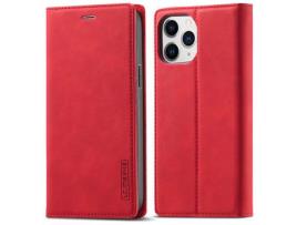 Capa PU + TPU LC.IMEEKE à prova de choque com suporte vermelho para iPhone 13 Pro 6.1