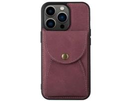 Capa TPU + PU VILI destacável 2 em 1, magnético com suporte para cartão vinho tinto para iPhone 13 Pro 6.1